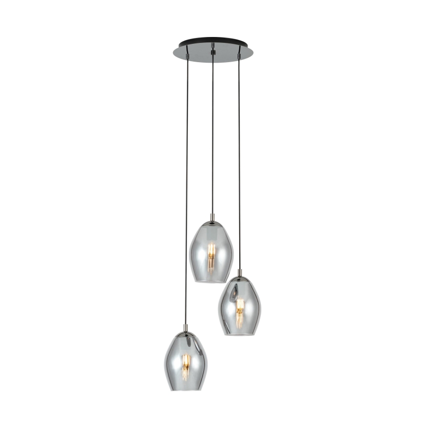 Eglo - Luster na lanku 3xE27/60W/230V dymová