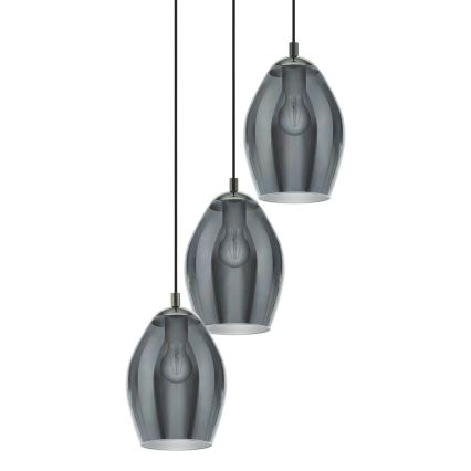 Eglo - Luster na lanku 3xE27/60W/230V dymová