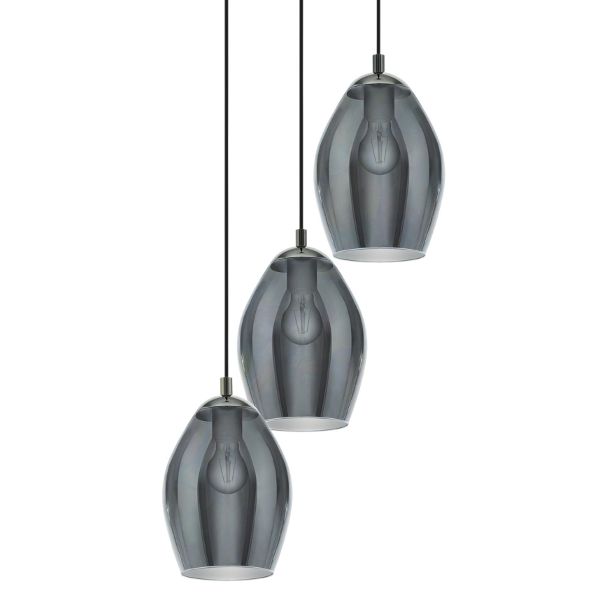 Eglo - Luster na lanku 3xE27/60W/230V dymová