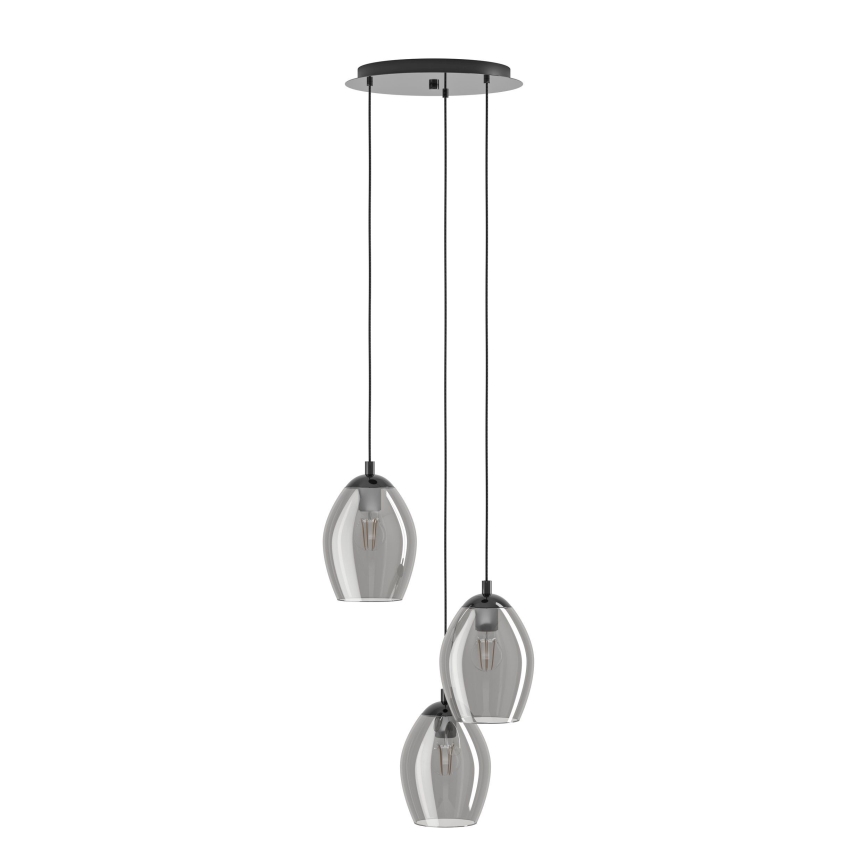 Eglo - Luster na lanku 3xE27/60W/230V dymová