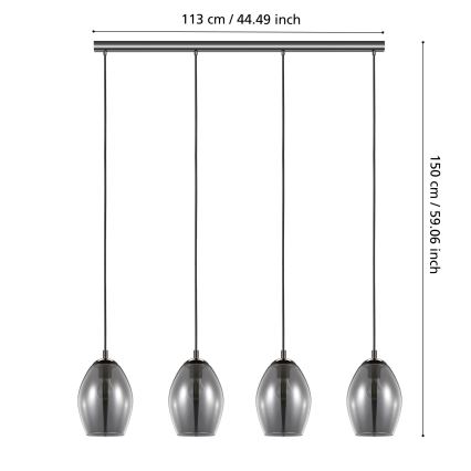 Eglo - Luster na lanku 4xE27/60W/230V dymová