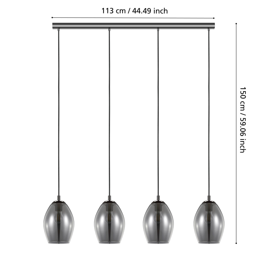 Eglo - Luster na lanku 4xE27/60W/230V dymová