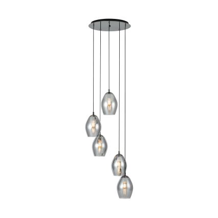 Eglo - Luster na lanku 5xE27/60W/230V dymová