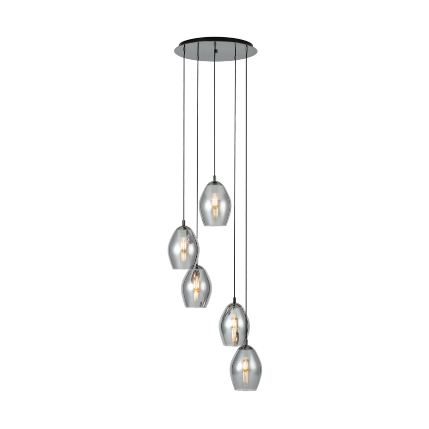 Eglo - Luster na lanku 5xE27/60W/230V dymová