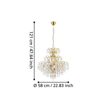 Eglo - Luster na reťazi 5xE14/25W/230V zlatá