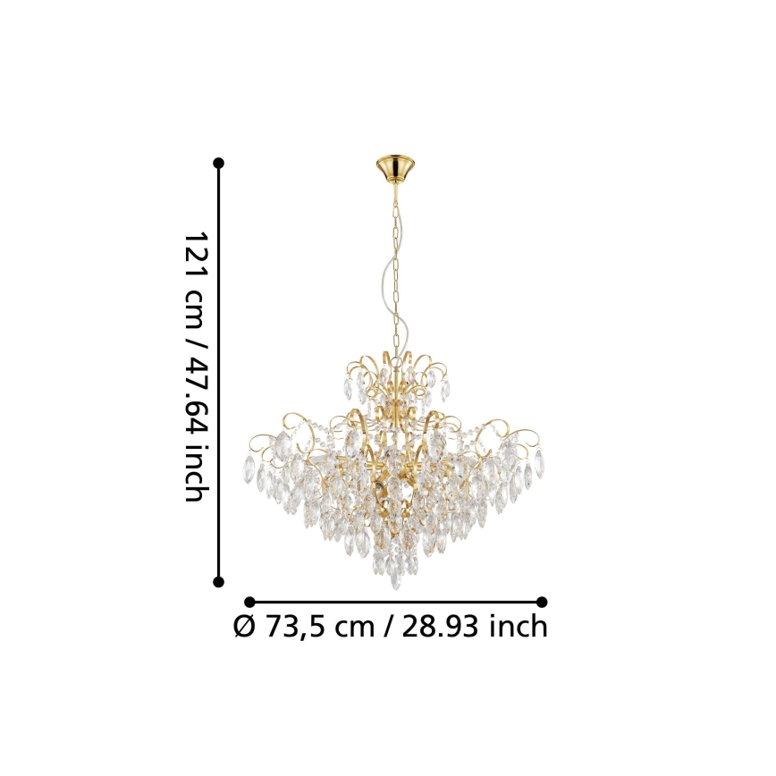 Eglo - Luster na reťazi 9xE14/25W/230V zlatá