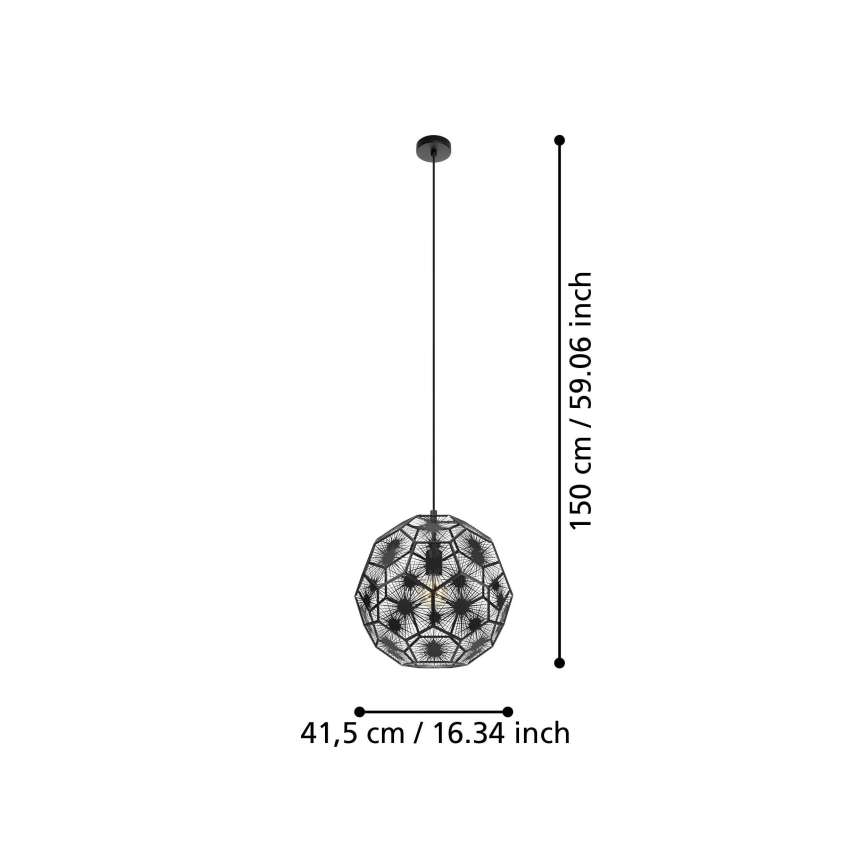 Eglo - Luster na lanku 1xE27/60W/230V pr. 41 cm čierna