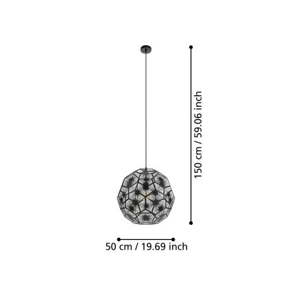 Eglo 39619 - Luster na lanku 1xE27/60W/230V pr. 50 cm čierna