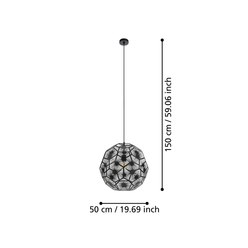 Eglo 39619 - Luster na lanku 1xE27/60W/230V pr. 50 cm čierna