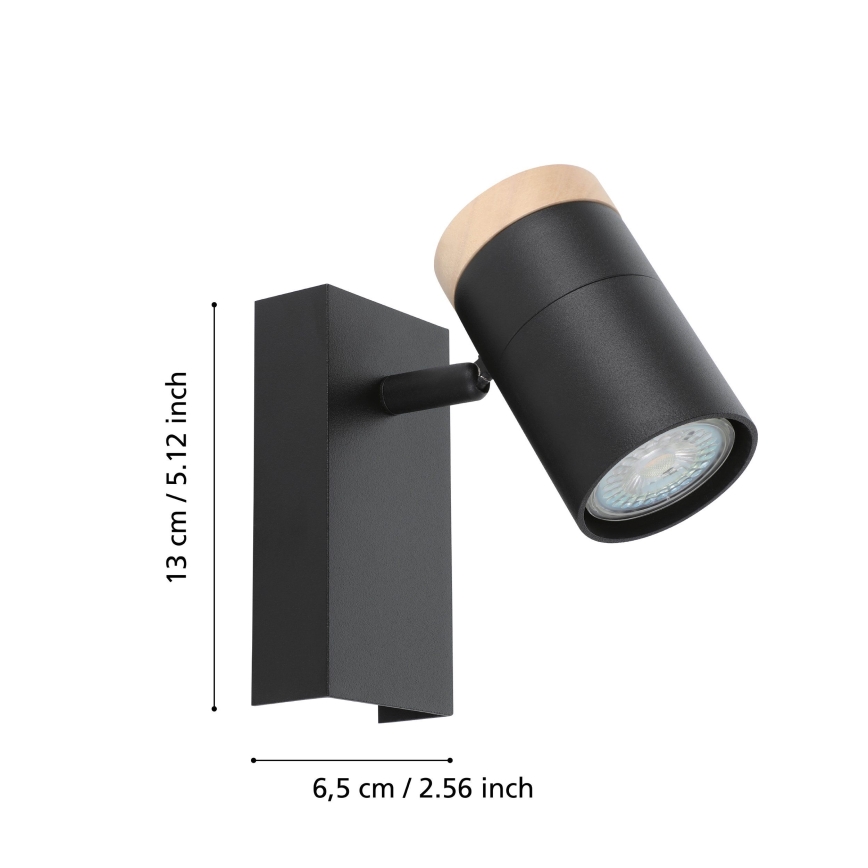 Eglo - LED Nástenné bodové svietidlo 1xGU10/4,5W/230V 3000K čierna/hnedá
