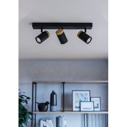 Eglo - LED Bodové svietidlo 3xGU10/4,5W/230V 3000K čierna/hnedá