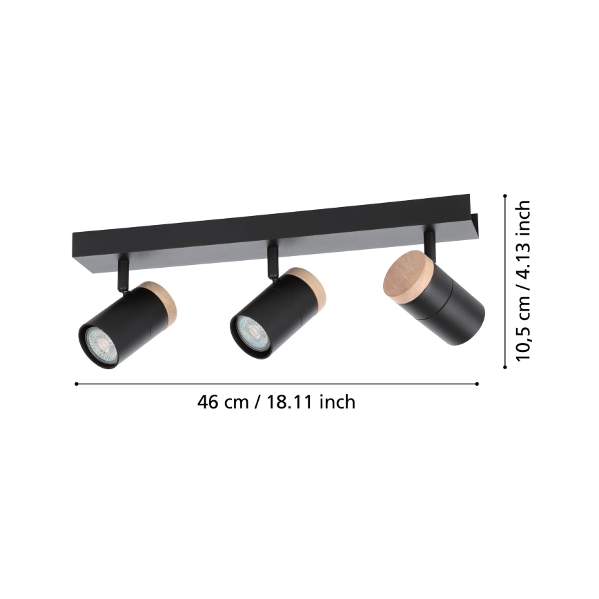 Eglo - LED Bodové svietidlo 3xGU10/4,5W/230V 3000K čierna/hnedá