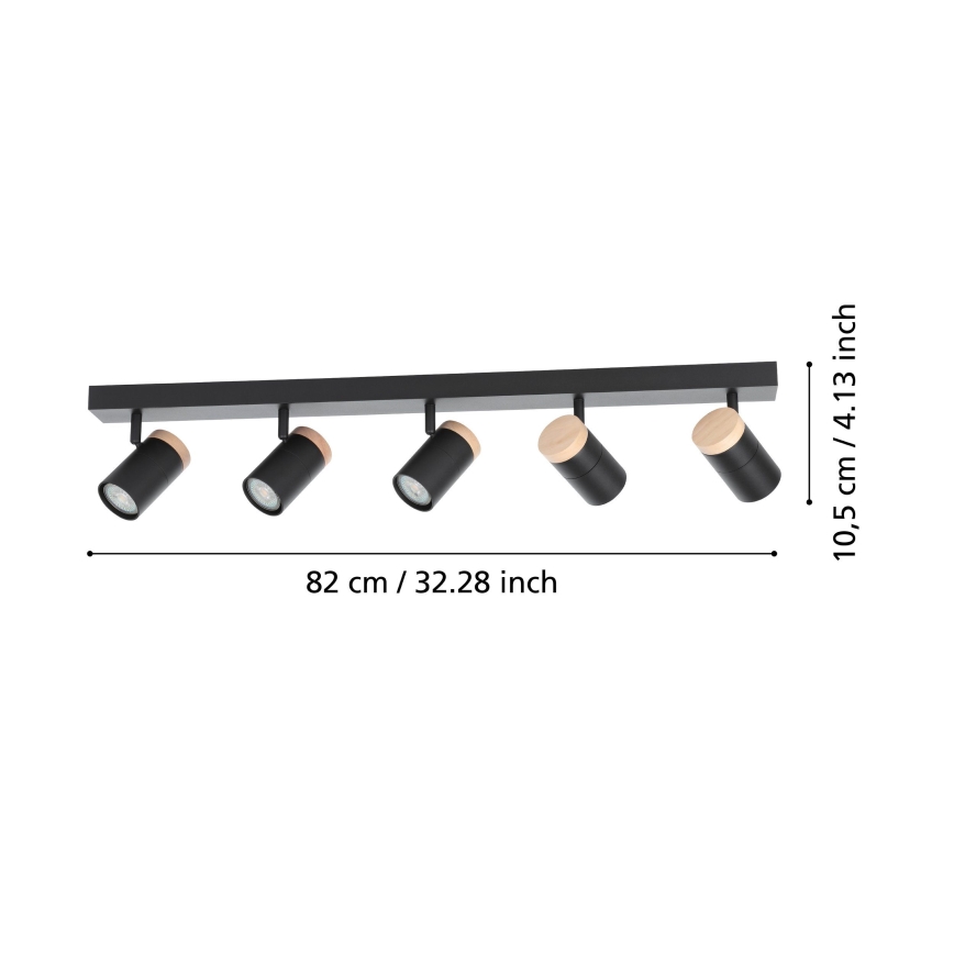 Eglo - LED Bodové svietidlo 5xGU10/4,5W/230V 3000K čierna/hnedá