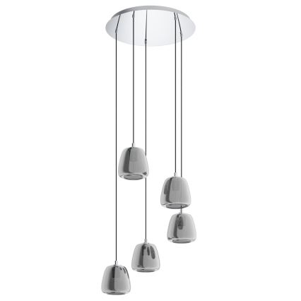 Eglo - Luster na lanku 5xE27/40W/230V dymová