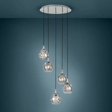 Eglo 39682 - Luster na lankách BREGALLA 5xE27/40W/230V čierna/dymová