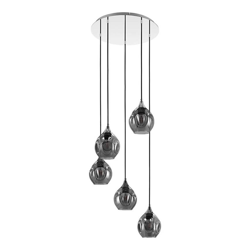 Eglo 39682 - Luster na lankách BREGALLA 5xE27/40W/230V čierna/dymová