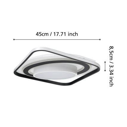Eglo - LED Stmievateľné stropné svietidlo LED/21,5W/230V + LED/10,5W + LED/3W 3000-6500K čierna + diaľkové ovládanie