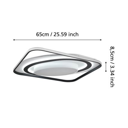 Eglo - LED Stmievateľné stropné svietidlo LED/28W/230V+LED/13W+ LED/2,8W 3000-6500K čierna + diaľkové ovládanie