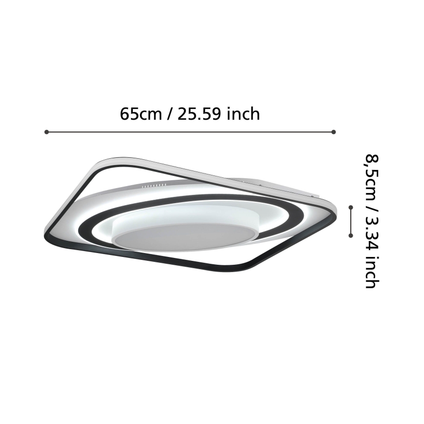 Eglo - LED Stmievateľné stropné svietidlo LED/28W/230V+LED/13W+ LED/2,8W 3000-6500K čierna + diaľkové ovládanie