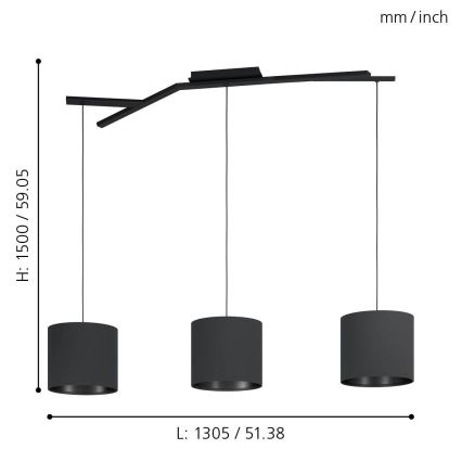 Eglo - Luster na lanku 3xE27/40W/230V