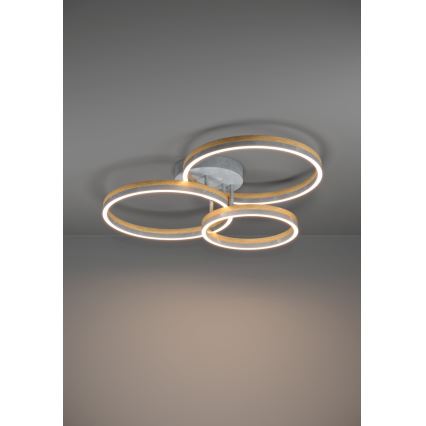 Eglo - LED Stmievateľný prisadený luster LED/12,5W/230V + 2xLED/15,5W 3000K šedá/dub