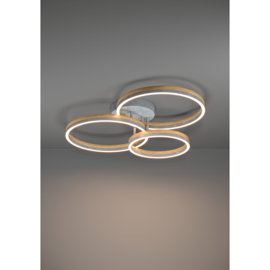 Eglo - LED Stmievateľný prisadený luster LED/12,5W/230V + 2xLED/15,5W 3000K šedá/dub
