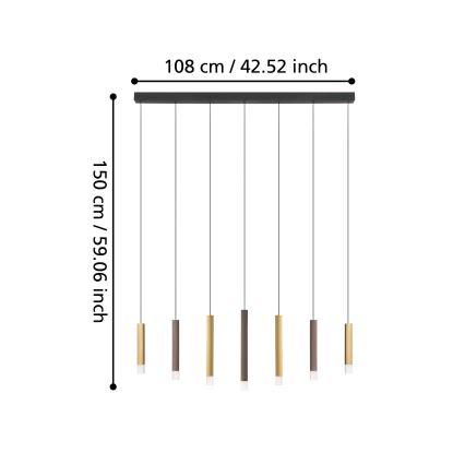 Eglo - LED Stmievateľný luster na lanku 7xLED/3,1W/230V 3000K antracit/zlatá