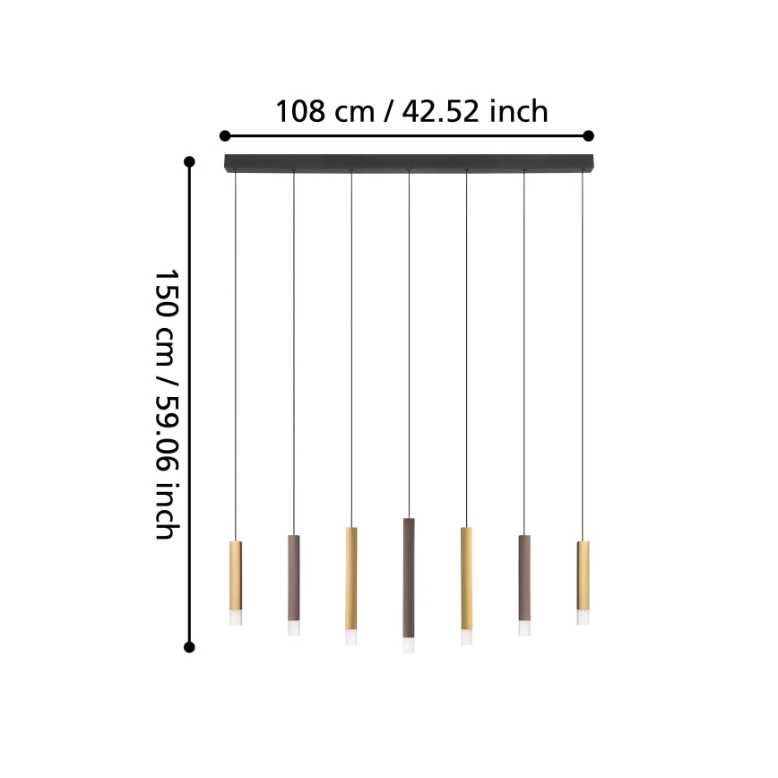 Eglo - LED Stmievateľný luster na lanku 7xLED/3,1W/230V 3000K antracit/zlatá