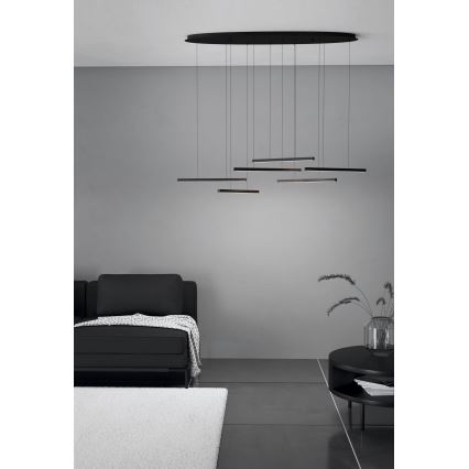 Eglo - LED Stmievateľný luster na lanku 6xLED/8,4W/230V 3000K čierna