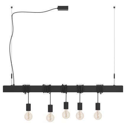 Eglo - Luster na lanku TOWNSHEND 5xE27/40W/230V čierna