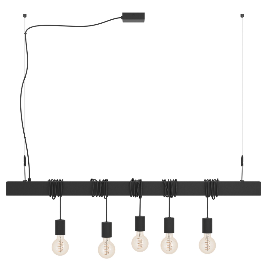 Eglo - Luster na lanku TOWNSHEND 5xE27/40W/230V čierna