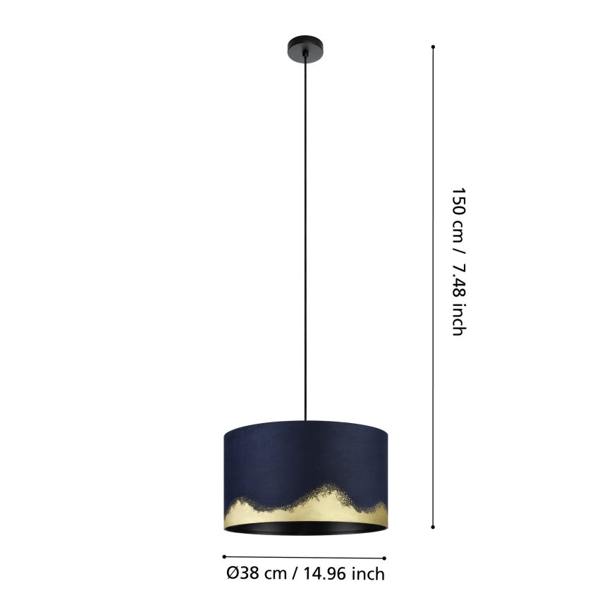 Eglo - Luster na lanku 1xE27/40W/230V pr. 38 cm modrá/zlatá