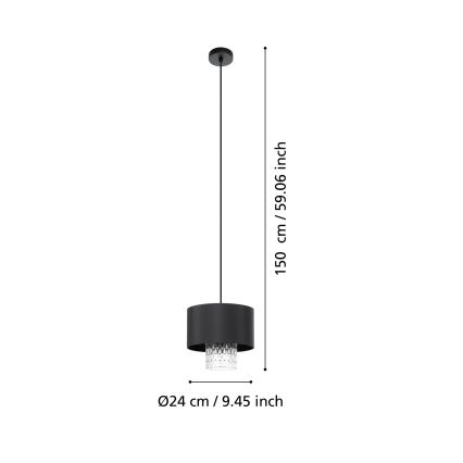 Eglo - Luster na lanku 1xE27/40W/230V čierna