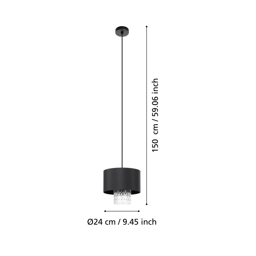 Eglo - Luster na lanku 1xE27/40W/230V čierna