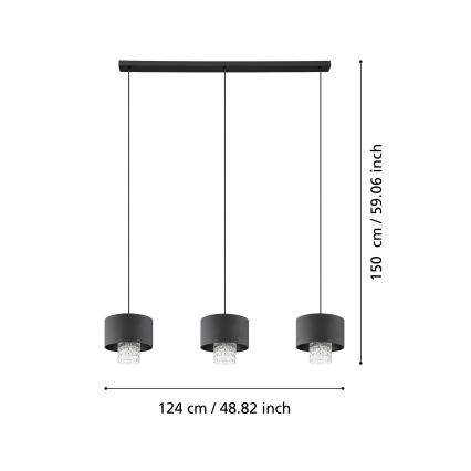 Eglo - Luster na lanku 3xE27/40W/230V čierna