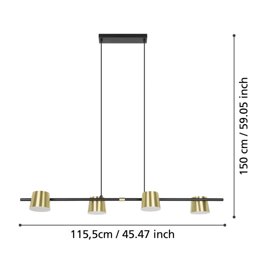Eglo - LED Luster na lanku 4xGU10/4,6W/230V 3000K zlatá