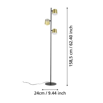Eglo - LED Stojacia lampa 3xGU10/4,6W/230V 3000K zlatá