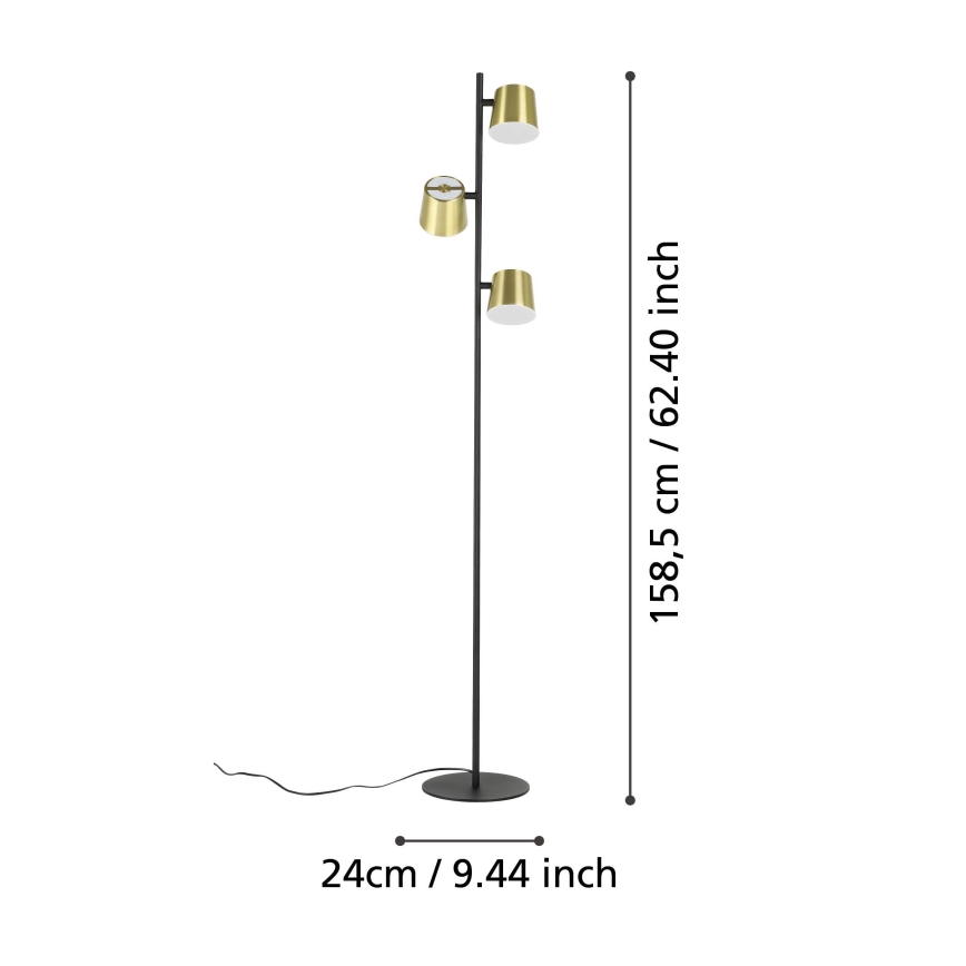 Eglo - LED Stojacia lampa 3xGU10/4,6W/230V 3000K zlatá