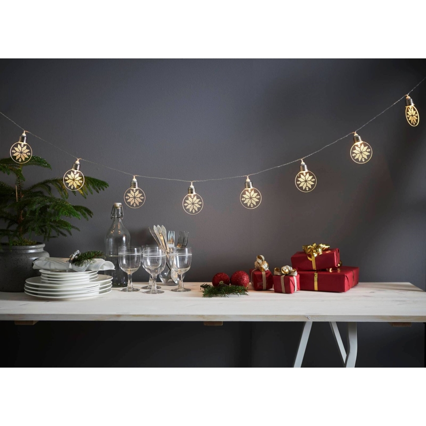 Eglo 411112 - LED Vianočná reťaz ORNAMENT 10xLED/3xAA 2,4m teplá biela