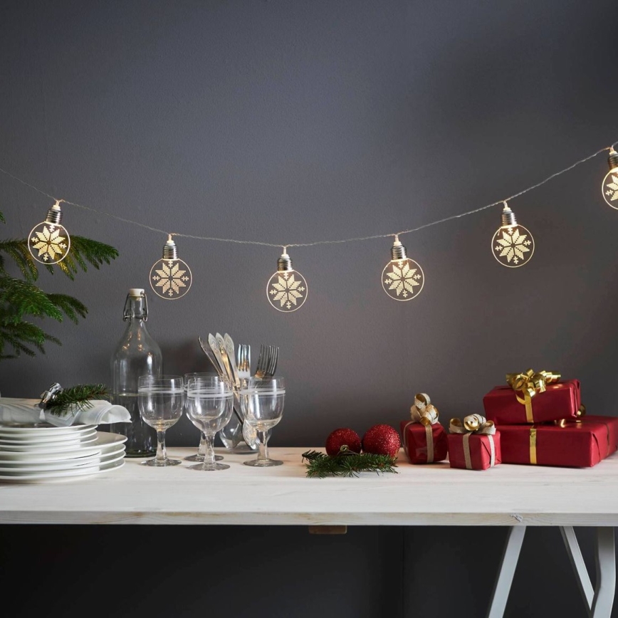 Eglo 411112 - LED Vianočný reťazec ORNAMENT 10xLED/3xAA 2,4m teplá biela