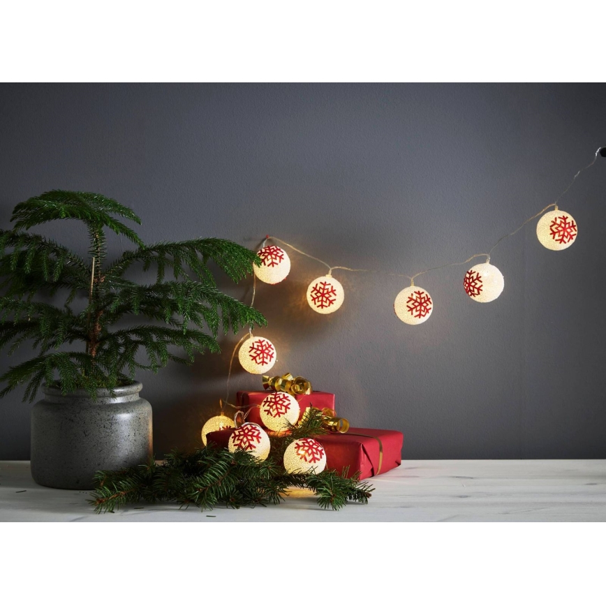 Eglo 411113 - LED reťaz ORNAMENT 10xLED/3xAA 1,65m teplá biela