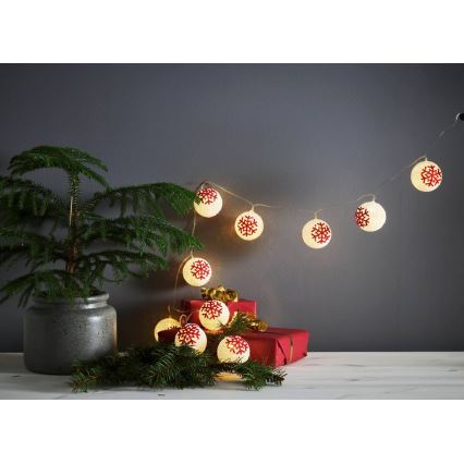 Eglo 411113 - LED Vianočná reťaz ORNAMENT 10xLED/3xAA 1,65m teplá biela