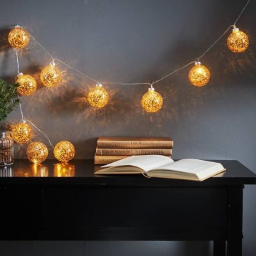 Eglo 411115 -  LED Vianočná reťaz GLITTER 10xLED/2xAA 1,65m teplá biela