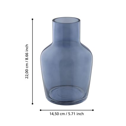 Eglo 421219 - Sklenená váza SIRANANA 22x14,5 cm modrá/dymová