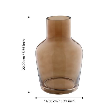 Eglo 421221 - Sklenená váza SIRANANA 22x14,5 cm hnedá/dymová