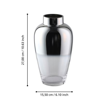 Eglo 421359 - Sklenená váza KENYASI 27x15,5 cm lesklý chróm