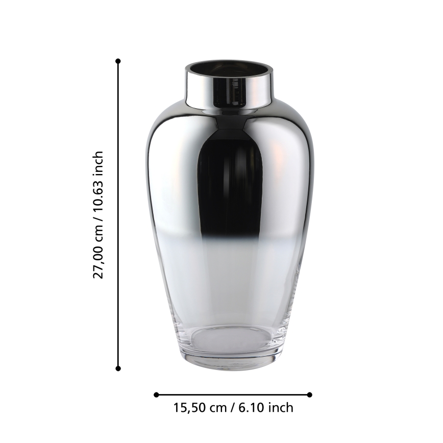 Eglo 421359 - Sklenená váza KENYASI 27x15,5 cm lesklý chróm