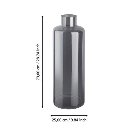 Eglo 421381 - Sklenená váza NABAS 73x25 cm čierna/dymová