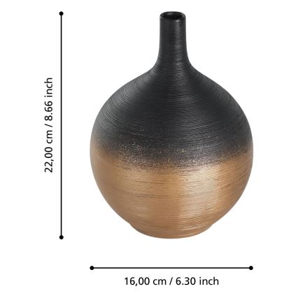 Eglo - Keramická váza 22x16 cm čierna/zlatá
