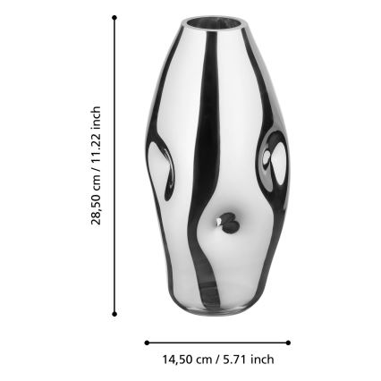 Eglo 421682 - Sklenená váza XIPORAI 28,5x14,5 cm lesklý chróm